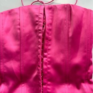 Danielle Guizio Hot Pink Satin Corset Top